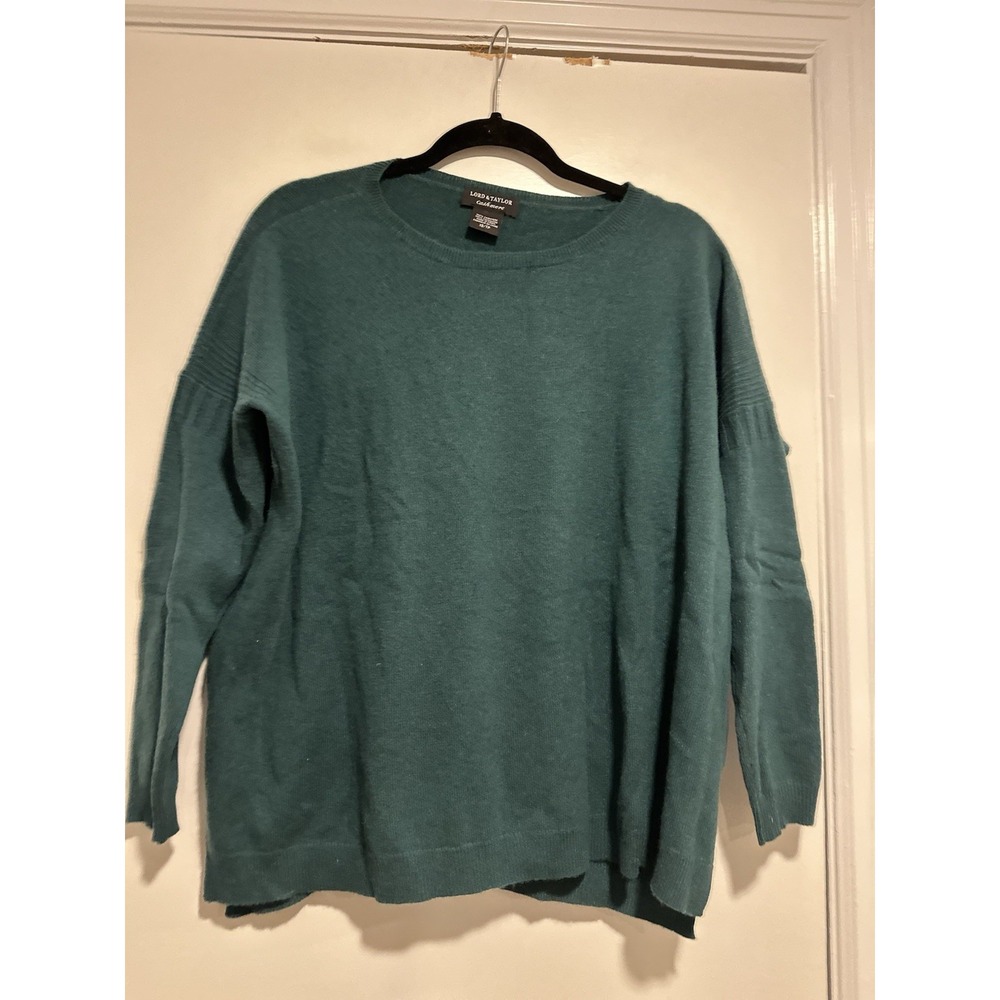 Lord & Taylor Sz: XS cashmere Teal Blue Green Long Sleeve Oversized Boxy Sweater
